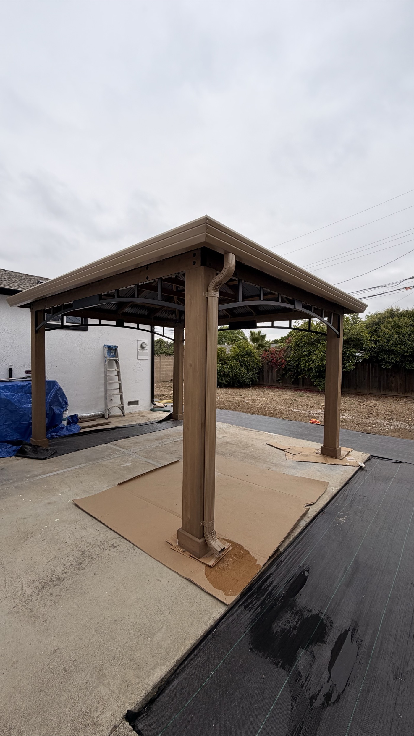 Custom copper gutter, patio pavilion
