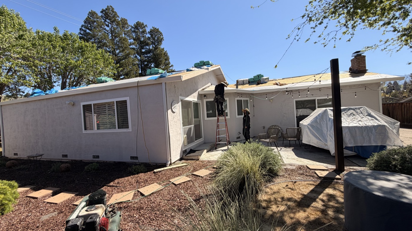 Gutter installation in progress